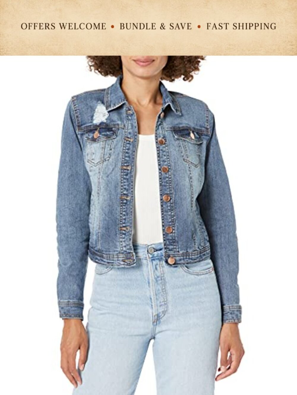 Women's Denim Jacket Relaxed Fit Stretch Casual Outerwear